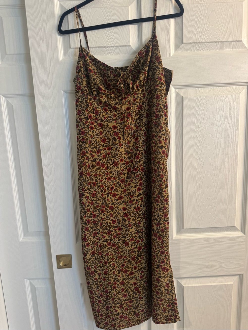 Floral Slip Midi Dress - Red & Olive
